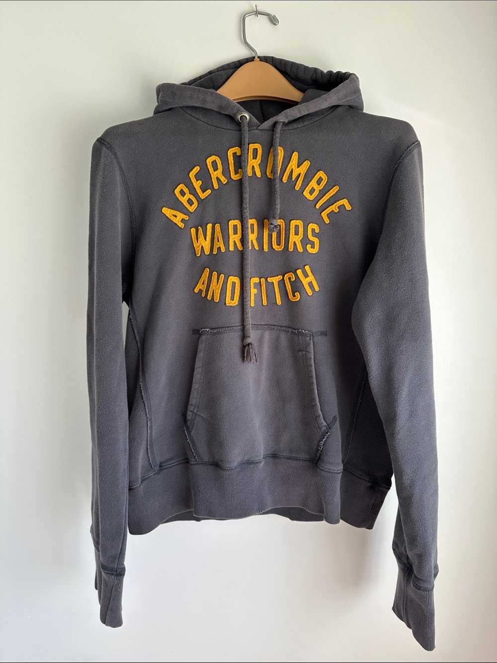 Abercrombie & Fitch Vintage Heavy Distressed Sweatshirt Small Dark Gray and Gold